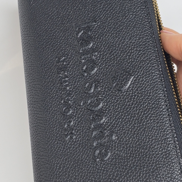 NEW Kate Spade Black Large Continental Peebled Leather Zip Wallet Sienne Logo - Picture 6 of 13